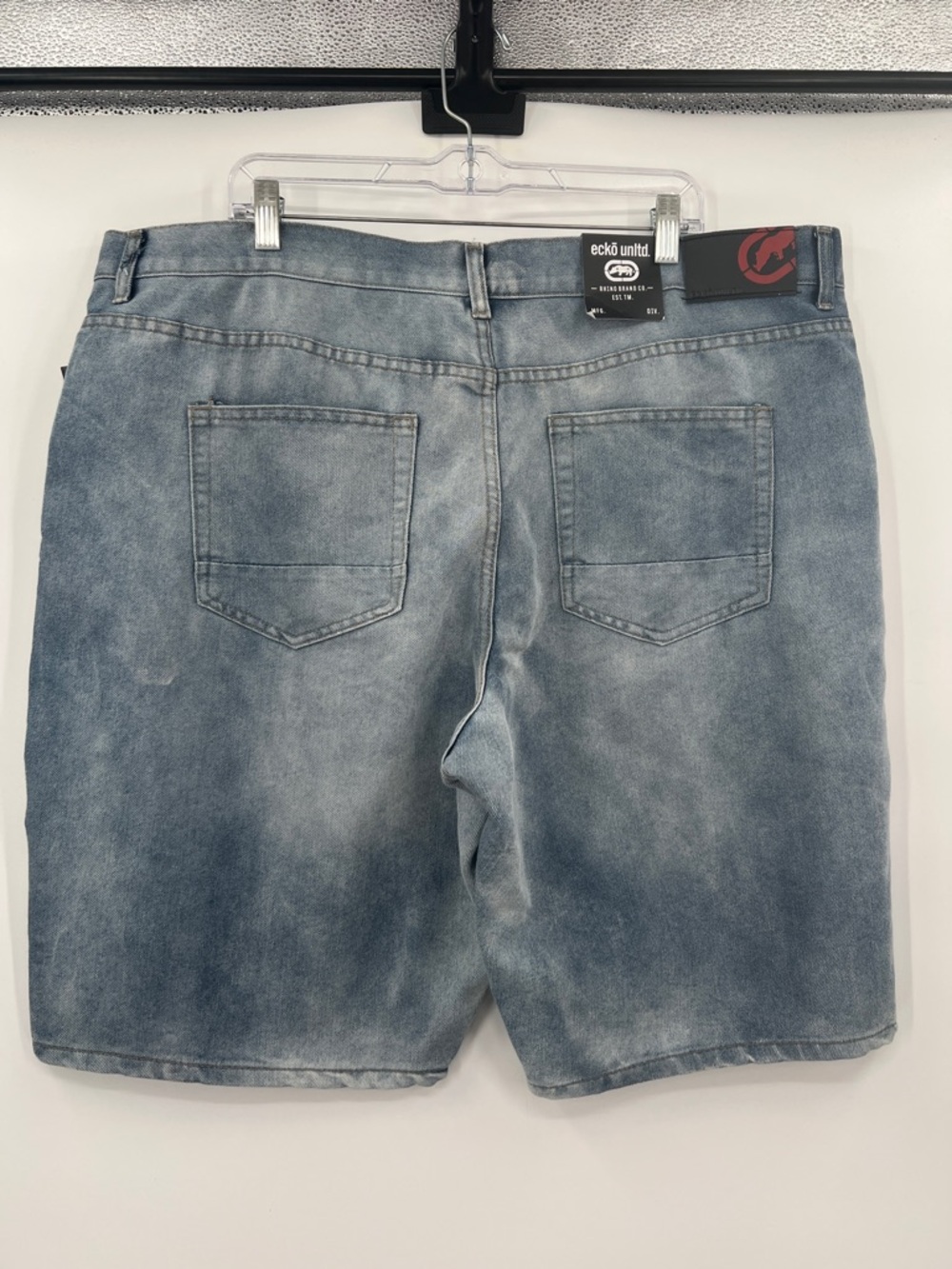 Size 42  Ecko Unlimited Faded Blue Denim Shorts - Picture 2 of 6